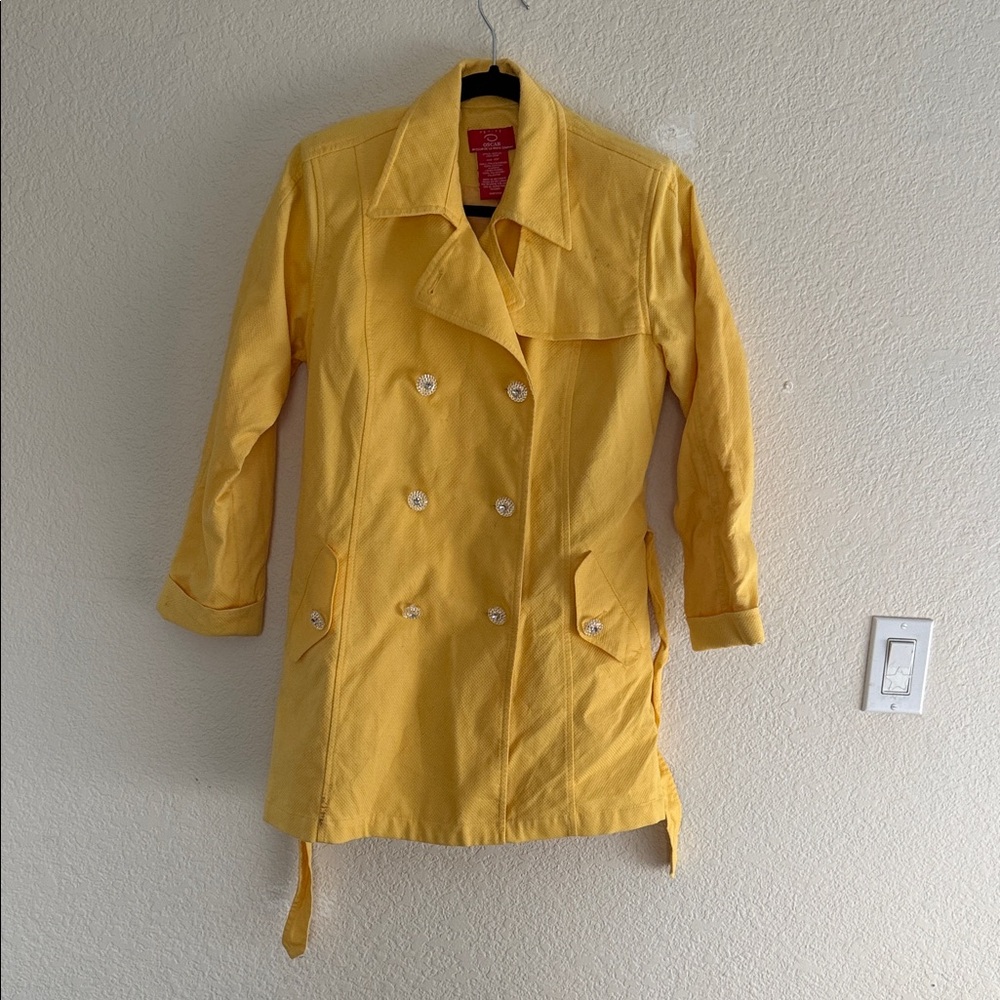 OSCAR de la RENTA Mustard Tailored trench Coat lined Jacket 10p